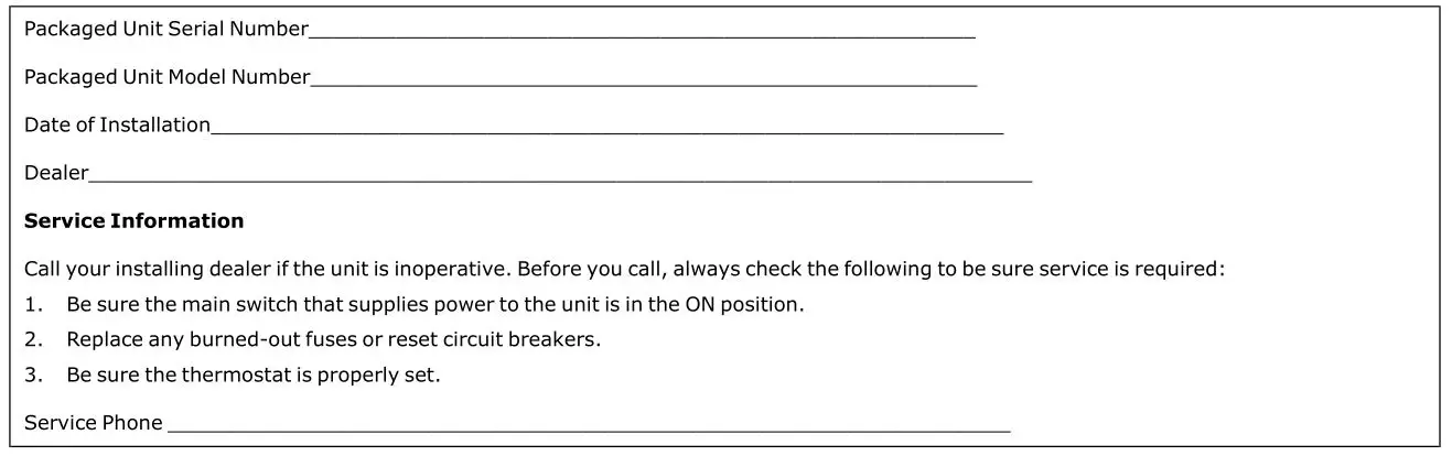 TRANE 4WCC4024E1000A Single Packaged Heat Pump - Important Product Information 2