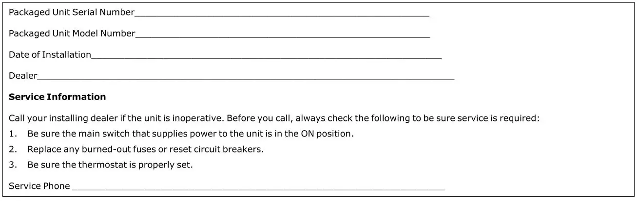 TRANE 4WCC4024E1000A Single Packaged Heat Pump - Important Product Information