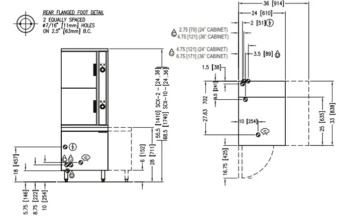 CROWN SCX 2 24 Electric Cabinet Base Convection Steamer - fig