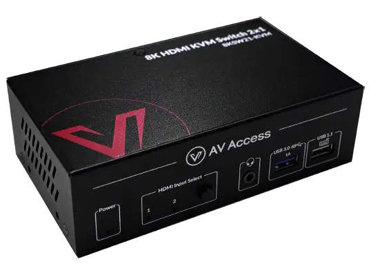AV Access 8KSW21-KVM 2x1 8K HDMI 2.1 Switcher with KVM