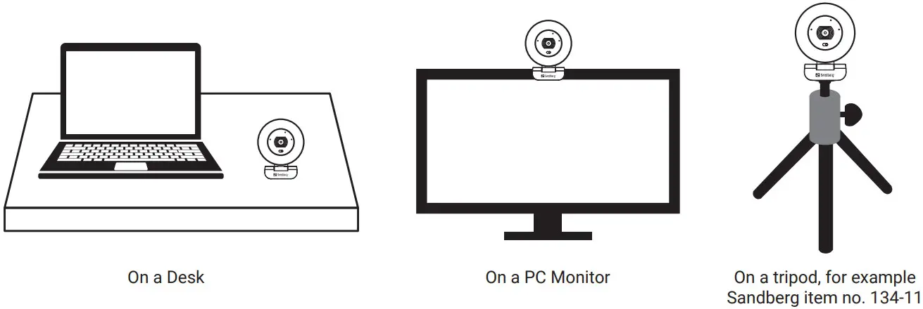 Sandberg 134 39 Streamer USB Webcam Pro Elite - Example of mounting
