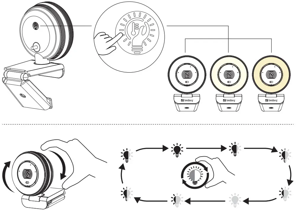 Sandberg 134 39 Streamer USB Webcam Pro Elite - Light function