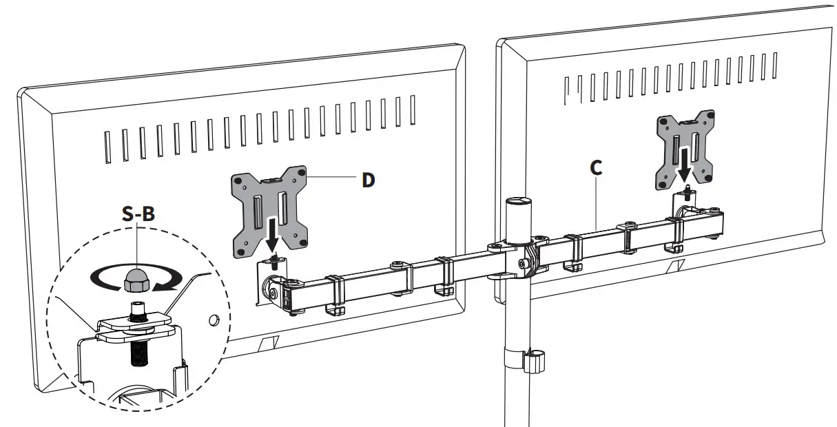 V I V O STAND-V032,W Steel Dual Monitor Desk Mount - ASSEMBLY STEPS 8