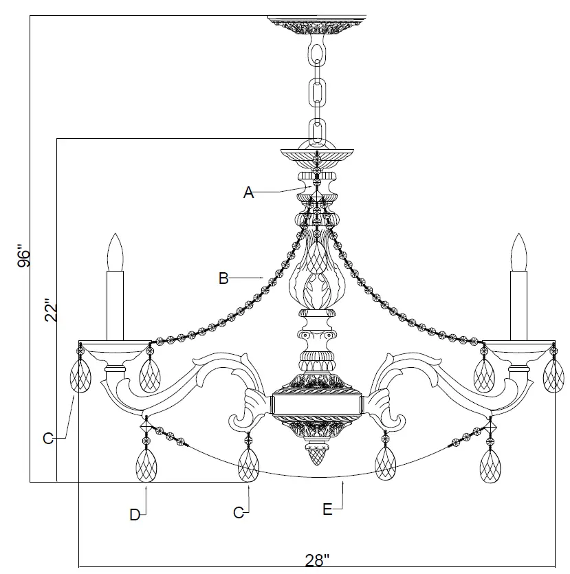 CRYSTORAMA 5026-VB-CL-SAQ Six Light Chandelier Paris Market-fig-1