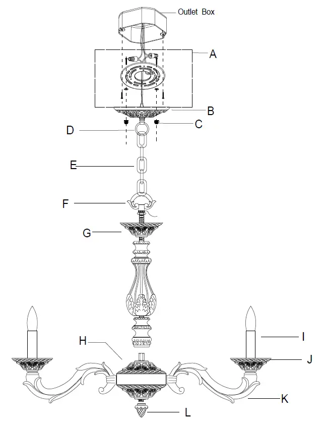 CRYSTORAMA 5026-VB-CL-SAQ Six Light Chandelier Paris Market-fig-2