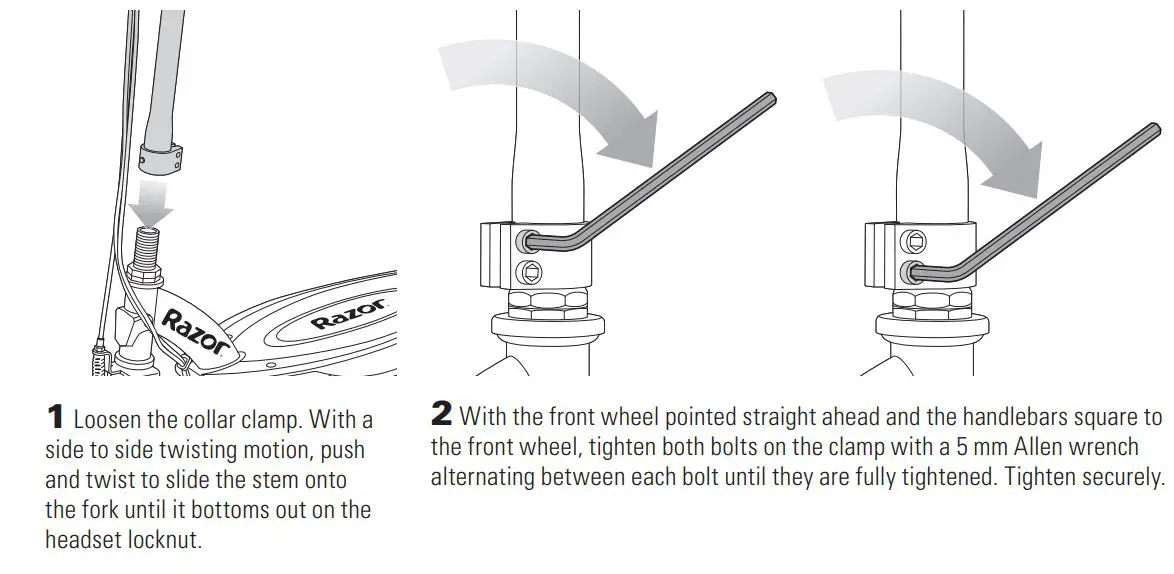 Razor PowerCore E90 Electric Hub Motor Scooter - Attaching the Handlebars