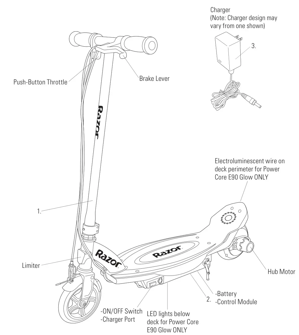 Razor PowerCore E90 Electric Hub Motor Scooter - Estimated Assembly and Set-Up Time