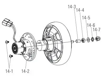 Razor PowerCore E90 Electric Hub Motor Scooter - Rear wheel motor hardware sequence