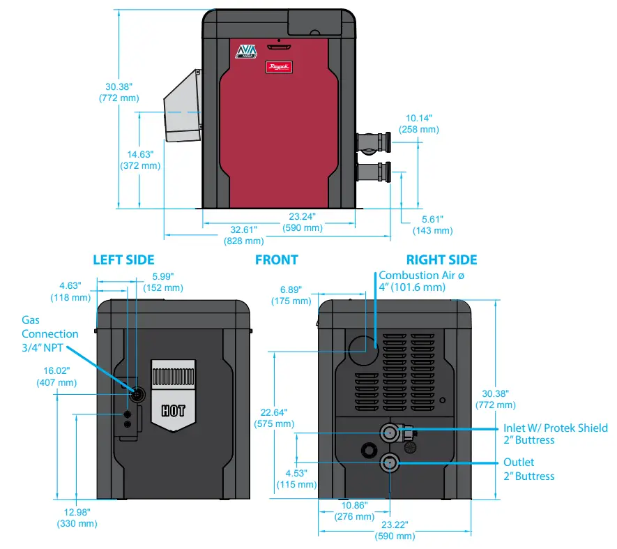 Raypak RP P 600 1 Electronic Natural Gas Pool and Spa Heater - CuNi 1