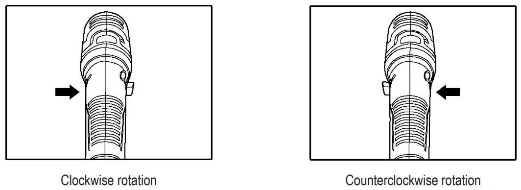 TOOLCRAFT 2623586 Cordless Screwdriver Drill - Direction of rotationTOOLCRAFT 2623586 Cordless Screwdriver Drill - Direction of rotation