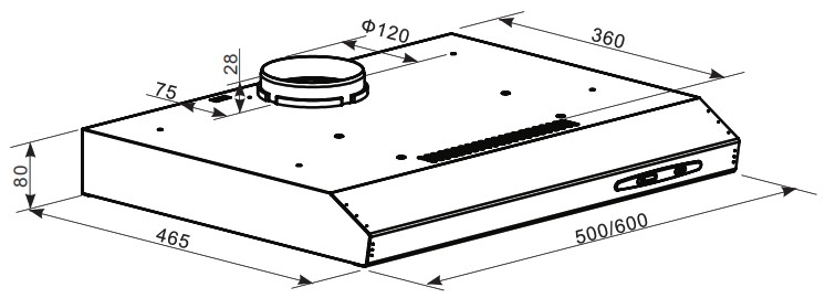 aya AHV60WLED2 Cooker Hood - INSTALLATION DIAGRAM 1