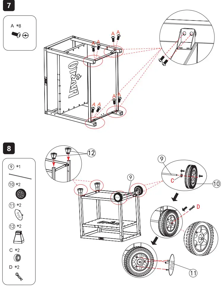FEASTO 845001L Three Shelf Stainless Outdoor Movable Food Prep Grill Cart Table - Fig 1