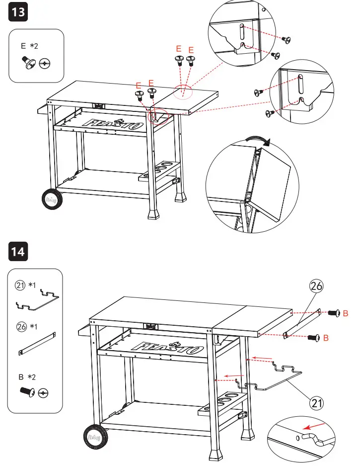 FEASTO 845001L Three Shelf Stainless Outdoor Movable Food Prep Grill Cart Table - Fig 5