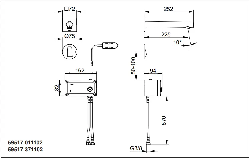 KEUCO-59517-011101-Wall-Mounted-Electronic-Basin-Faucet-fig 2