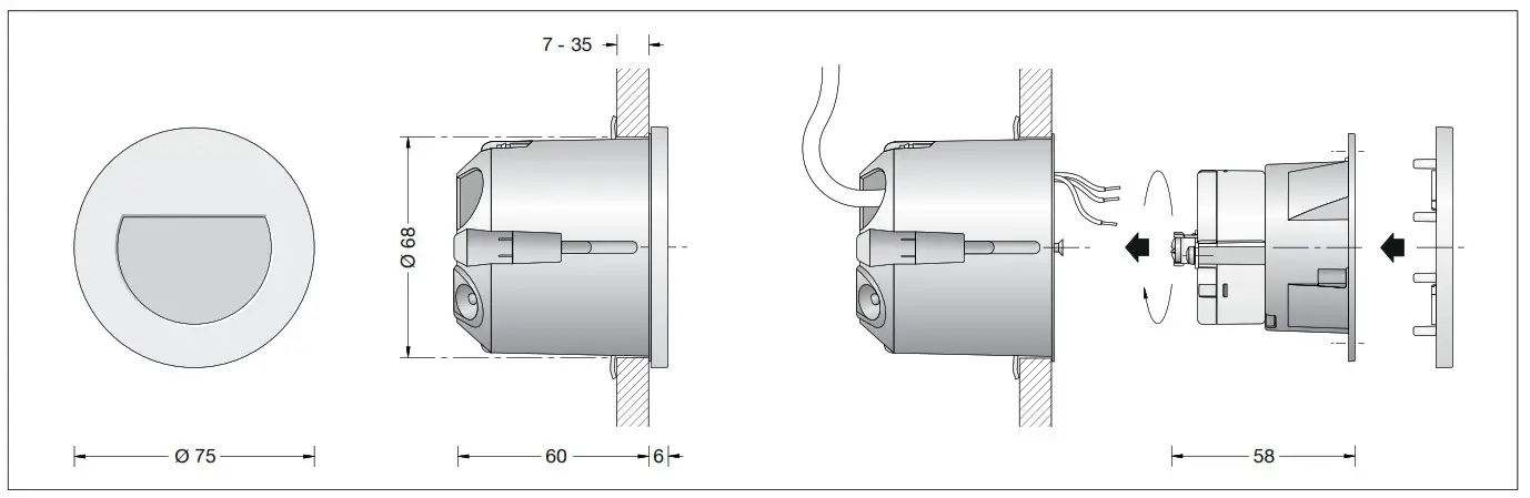 BEGA 50 155.2 Recessed Wall Luminaire for Indoor Use