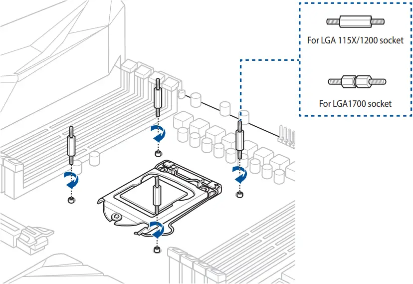 ASUS ROG STRIX - Install the Intel standoff screws