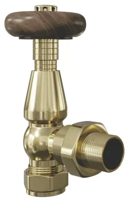 15mm x 1-2 Harrow Wood Angled Thermostatic TRV and Lockshield