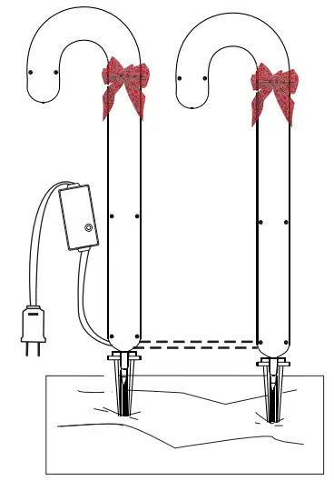 GE Holiday 86501 Incandescent 3pc Candy Cane Motion Pathway Set - stakes 2