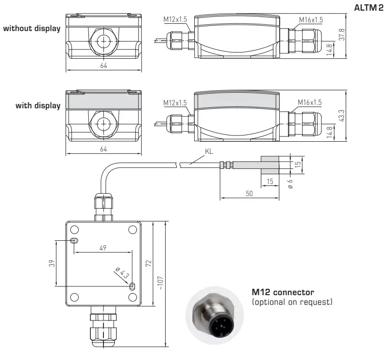 S S REGELTECHNIK THERMASGARD ALTM1 Surface Contact Tube Contact Temperature Measuring - Dimensional drawing 1