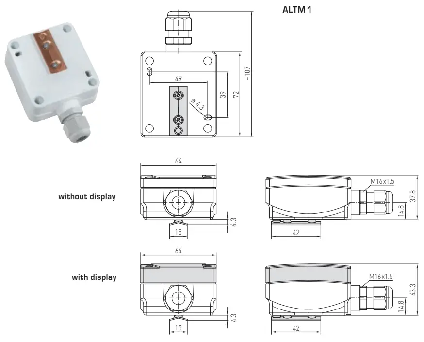 S S REGELTECHNIK THERMASGARD ALTM1 Surface Contact Tube Contact Temperature Measuring - Dimensional drawing