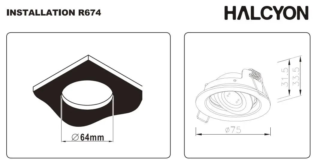 HALCYON R674 LED Recessed Luminaire Instruction Manual