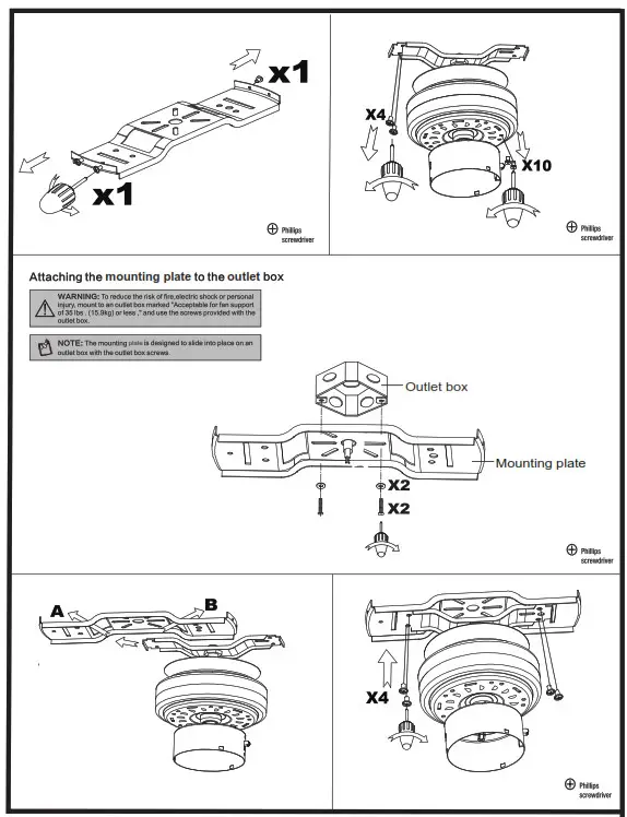 Parrot Uncle F6342110V 48 Inch Indoor Matte Black Flush Mount Farmhouse Rattan Ceiling Fan - Figure2