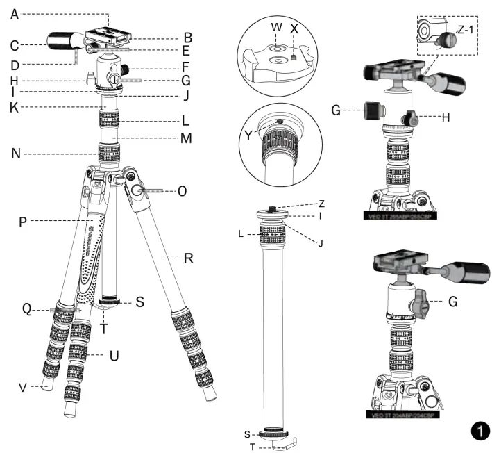 VANGUARD VEO 3T Series Fibre Travel Tripod - Figer 2