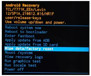 TCL T771K Full Phone -reset
