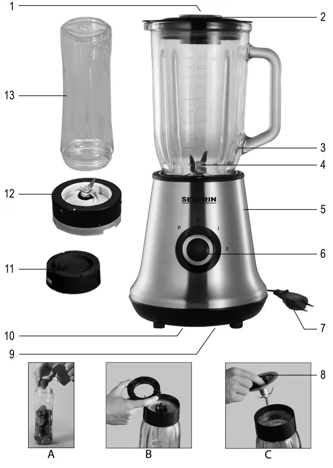 SEVERIN SM 3737 Multi Blender Smoothie Mix and Go - fig
