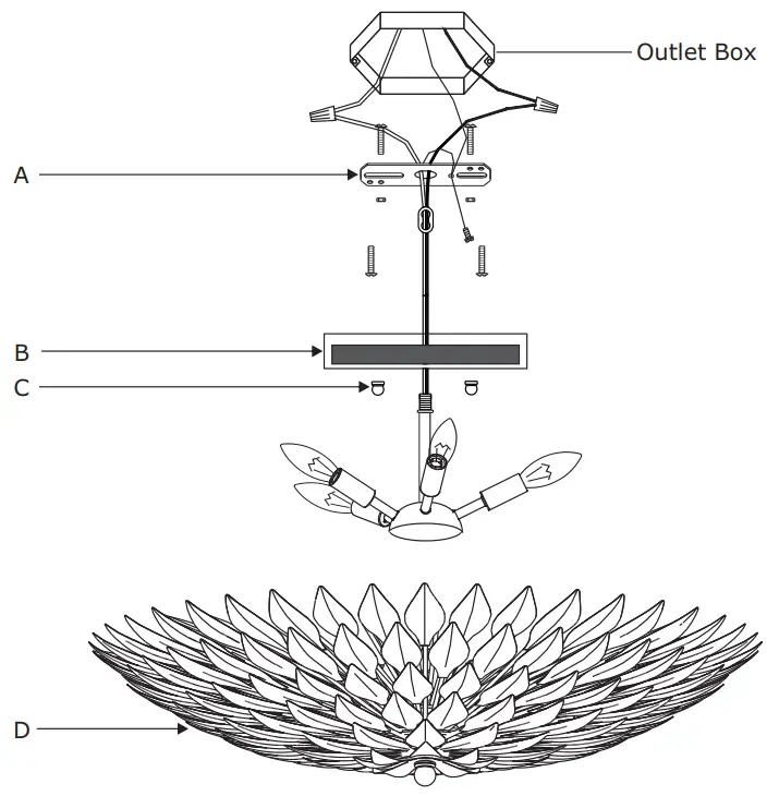 CRYSTORAMA 505 GA Broche Four Light Ceiling Mount - Parts