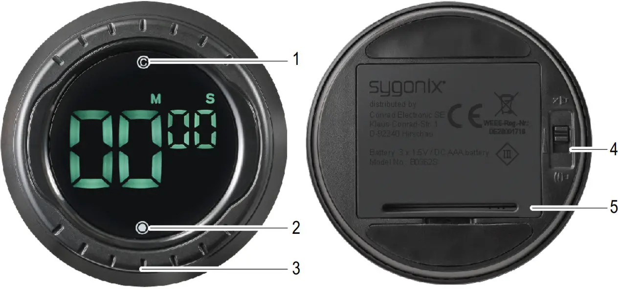 sygonix 2734632 Electronic Kitchen Timer - Product overview