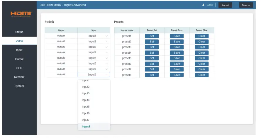 iMatrix H88A 18Gbps 8X8 HDMI Matrix - Video