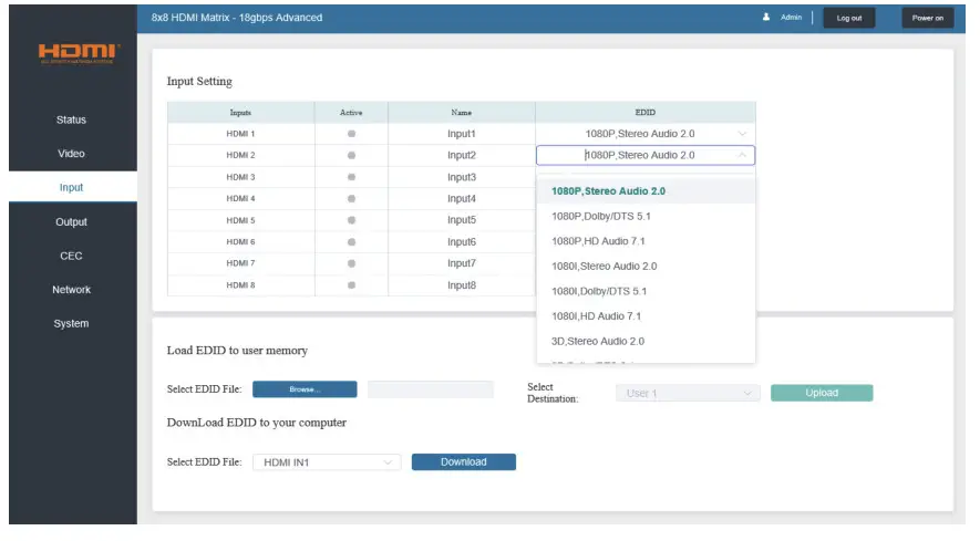 iMatrix H88A 18Gbps 8X8 HDMI Matrix - check