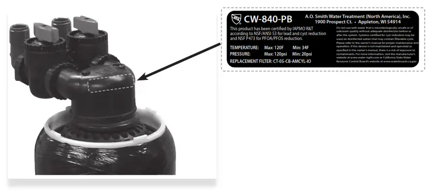 ONE CW 840 1 Cartridge Tank Filter System - fig 13