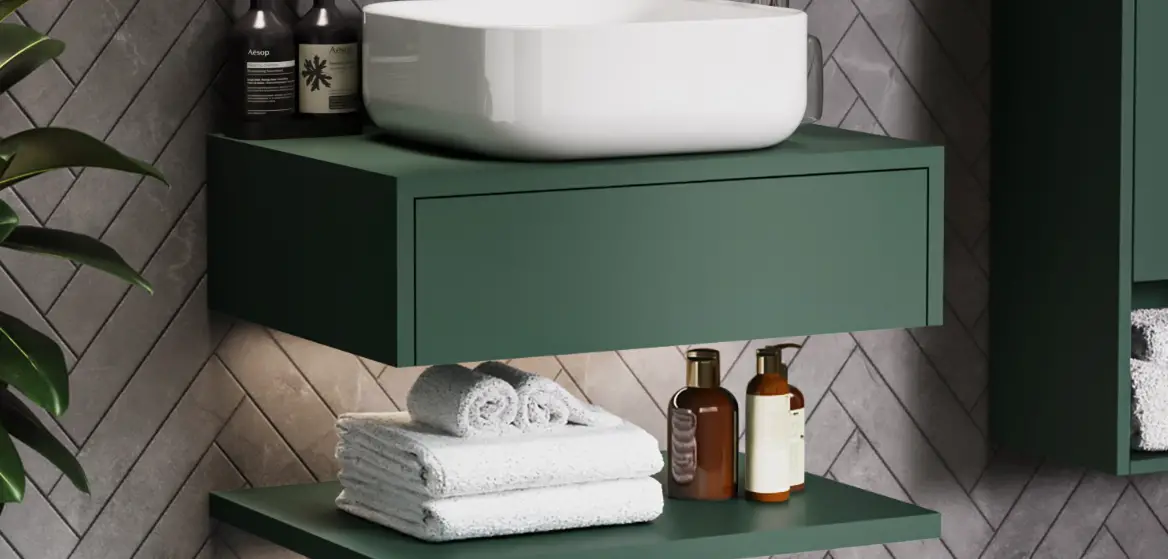 Better Bathrooms 1250mm Matt Green Wall Hung Storage Unit User Manual