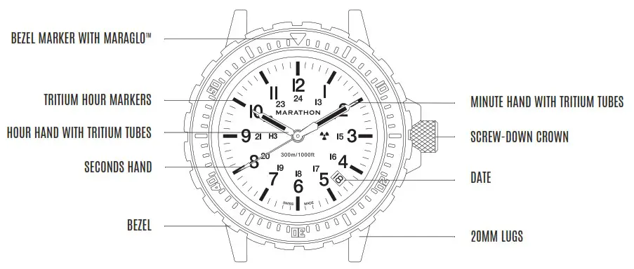 MARATHON WW194007 TSAR Search and Rescue Diver’s Quartz Watch - BEZEL MARKER
