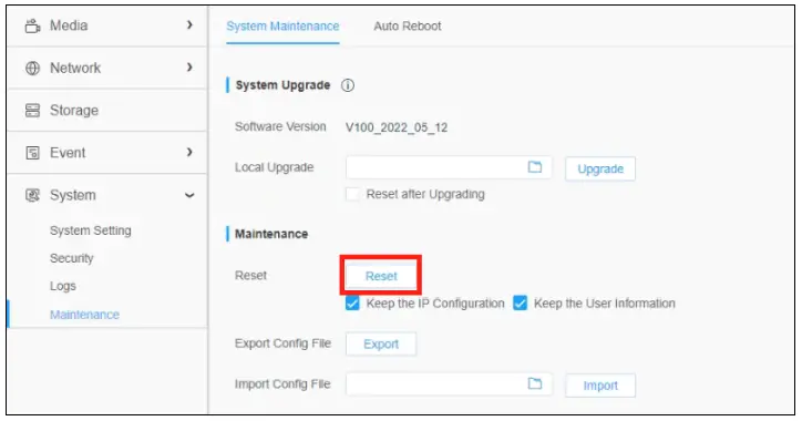 GeoVision GV PBL8800 GV IP Panoramic Cameras - click Reset