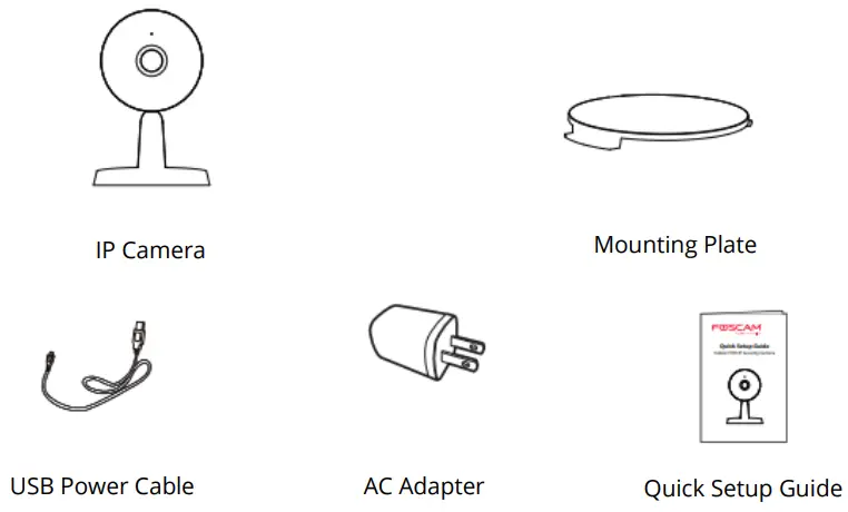 FOSCAM Indoor QHD IP Security Camera - Package Contents