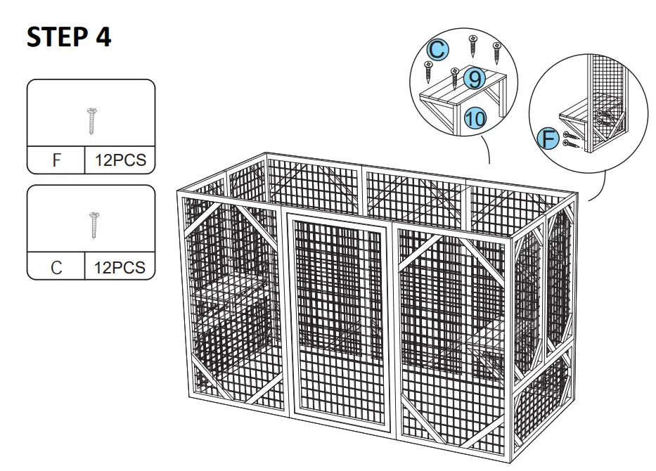 Coziwow-CW12B0379-Wooden-Outdoor-Cat-Enclosure-run-Playpen-Catio-12