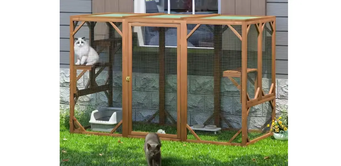 Coziwow Cw12b0379 Wooden Outdoor Cat Enclosure Run Playpen Catio User Manual