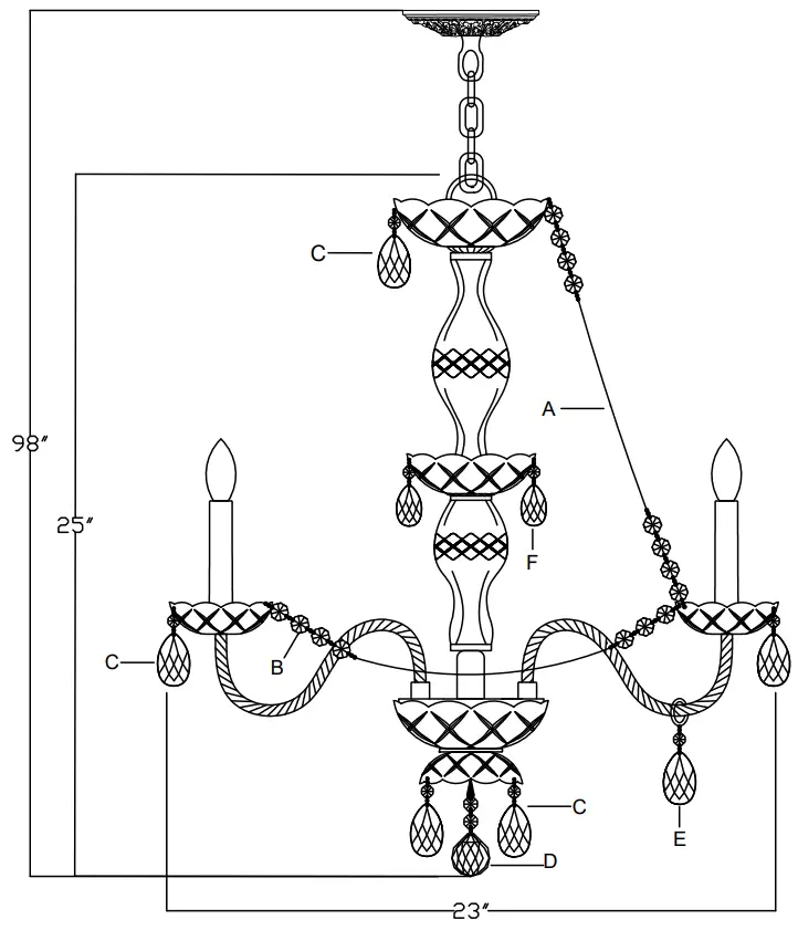 CRYSTORAMA 5086 PB CL MWP Five Light Chandelier -