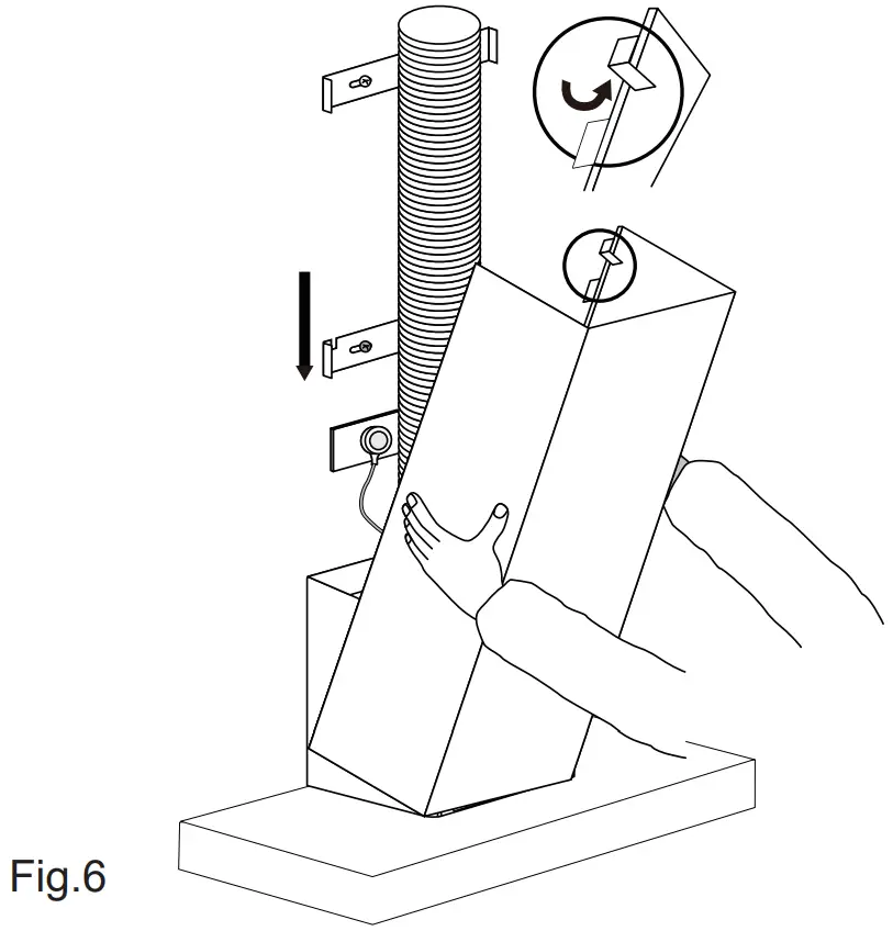PHILCO PC700SNL Range Hood - Attach the chimney