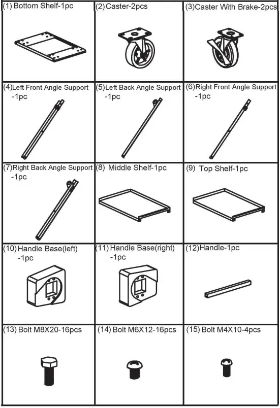 WebstaurantStore 600ct1931kd Three Shelf 18 Gauge 430 Stainless Steel Utility Cart -