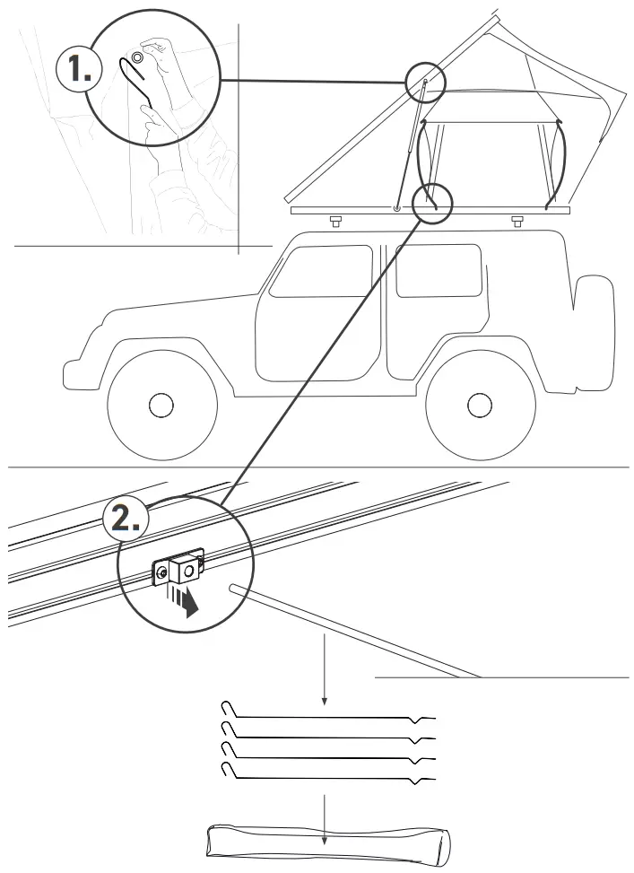 VICKYWOOD CUMARU 135 Aluminum Hard Shell Tent - Closing