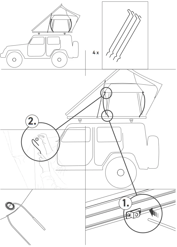 VICKYWOOD CUMARU 135 Aluminum Hard Shell Tent - Tie rods