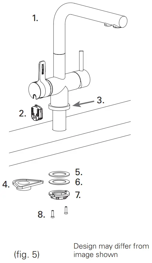 Installing the 3-way water filter tap