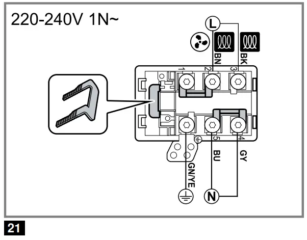 Connecting the cable to the mains socket