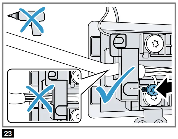 Secure the cable in the mains socket