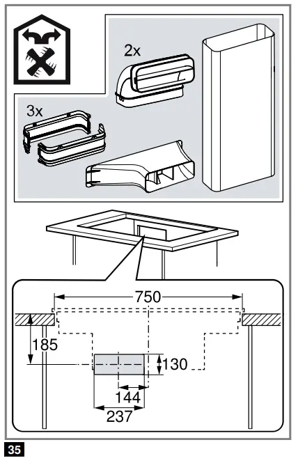 Preparing the unit for circulating-air mode with a circulating-air duct