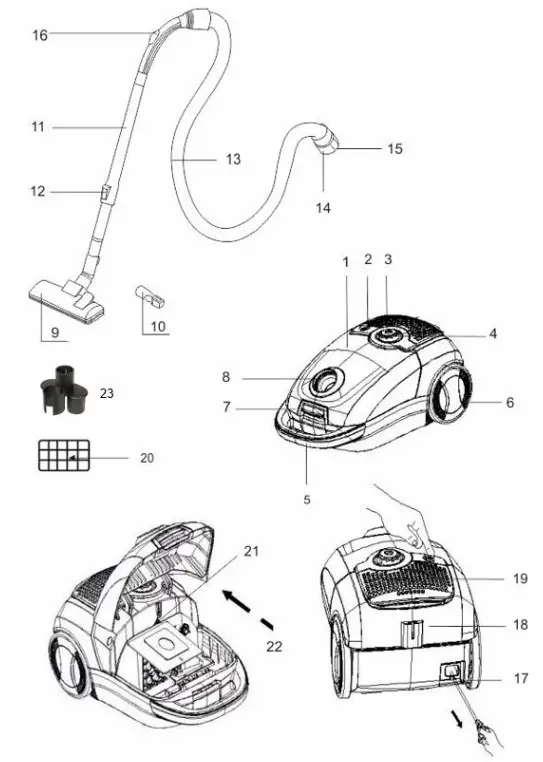 timberk T VCB 200 Vacuum Cleaner - DESCRIPTION